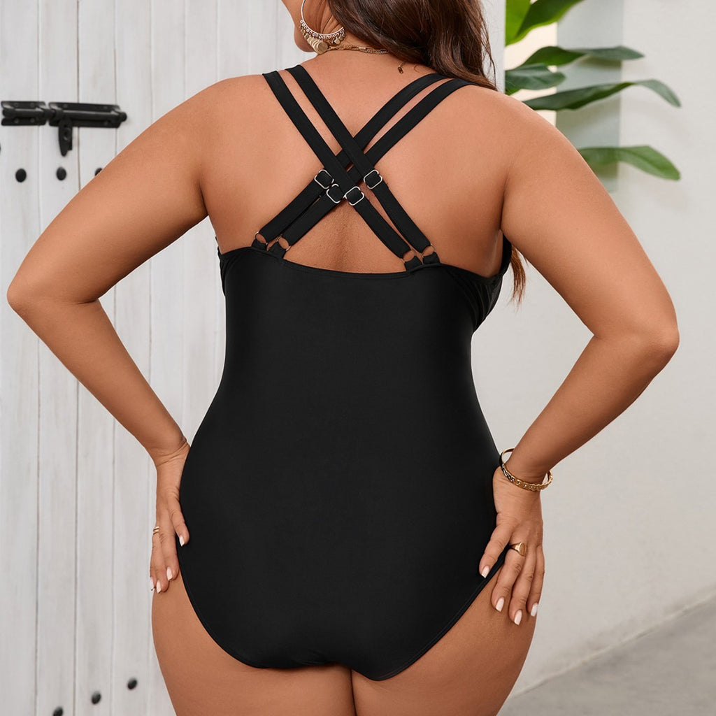 Women’s Crisscross Back One-Piece Swimsuit: Sleek Body-Shaping Fit
