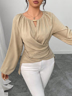 Women's Woven Long-sleeve Top