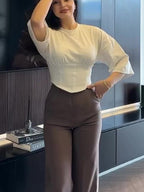Women’s Solid Color Short-Sleeve Cropped Top