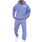 Printed Hoodie Set for Men: Fleece-Lined Sweatshirt & Jogger Outfit