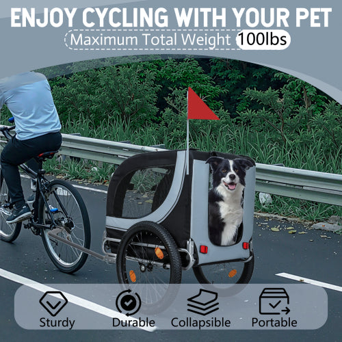 Foldable Dog Bicycle Trailer – Outdoor Pet Carrier with Wide Fat Tires & Comfort Mat