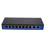 10-Port PoE Network Switch: 8 PoE Ports + 2 Uplink, 100M, 48V External Power - Sixin1