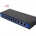 10-Port PoE Network Switch: 8 PoE Ports + 2 Uplink, 100M, 48V External Power - Sixin1