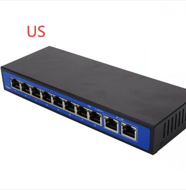 10-Port PoE Network Switch: 8 PoE Ports + 2 Uplink, 100M, 48V External Power - Sixin1