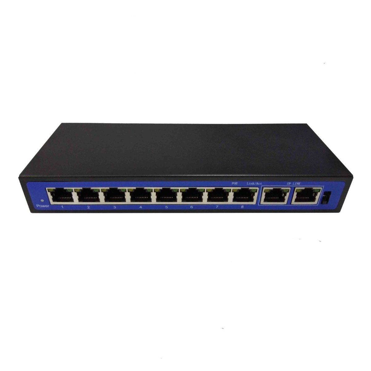 10-Port PoE Network Switch: 8 PoE Ports + 2 Uplink, 100M, 48V External Power - Sixin1