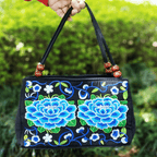 Embroidered Handbag, Double Zipper Bag, Women's Printed Handbag