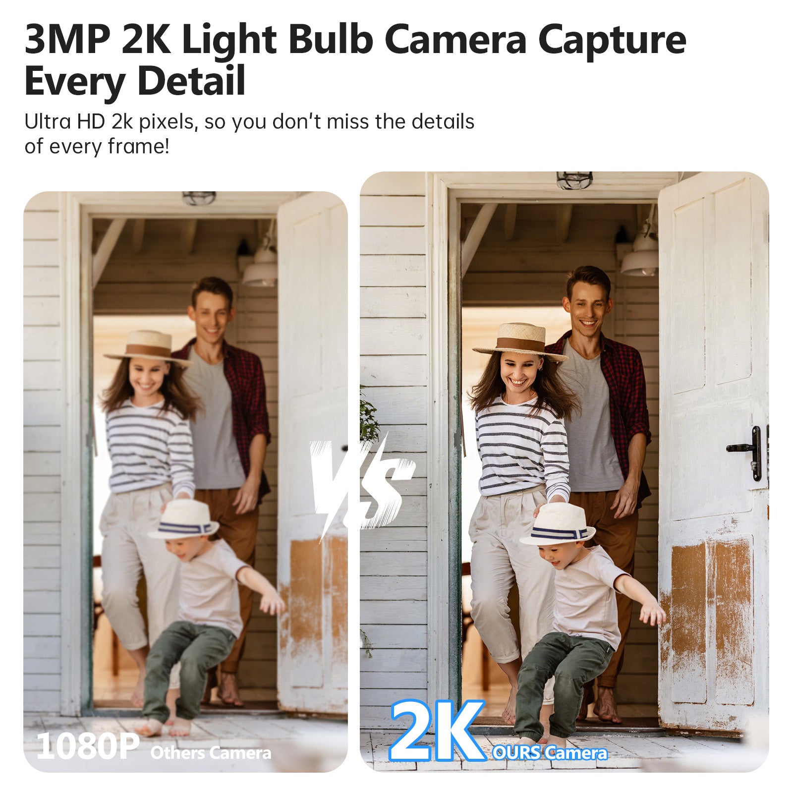 Wireless 360° Bulb Camera: 3MP HD AI Security Camera for Home