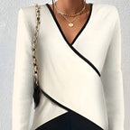 V-neck  Cross-Hem T-shirt