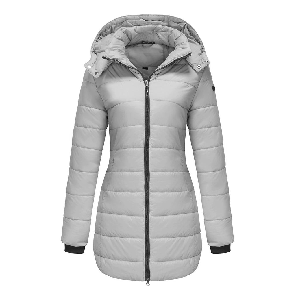 Women’s Quilted Mid-Length Coat, Slim Fit Warm Down Cotton Jacket for Winter