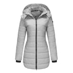 Women’s Quilted Mid-Length Coat, Slim Fit Warm Down Cotton Jacket for Winter