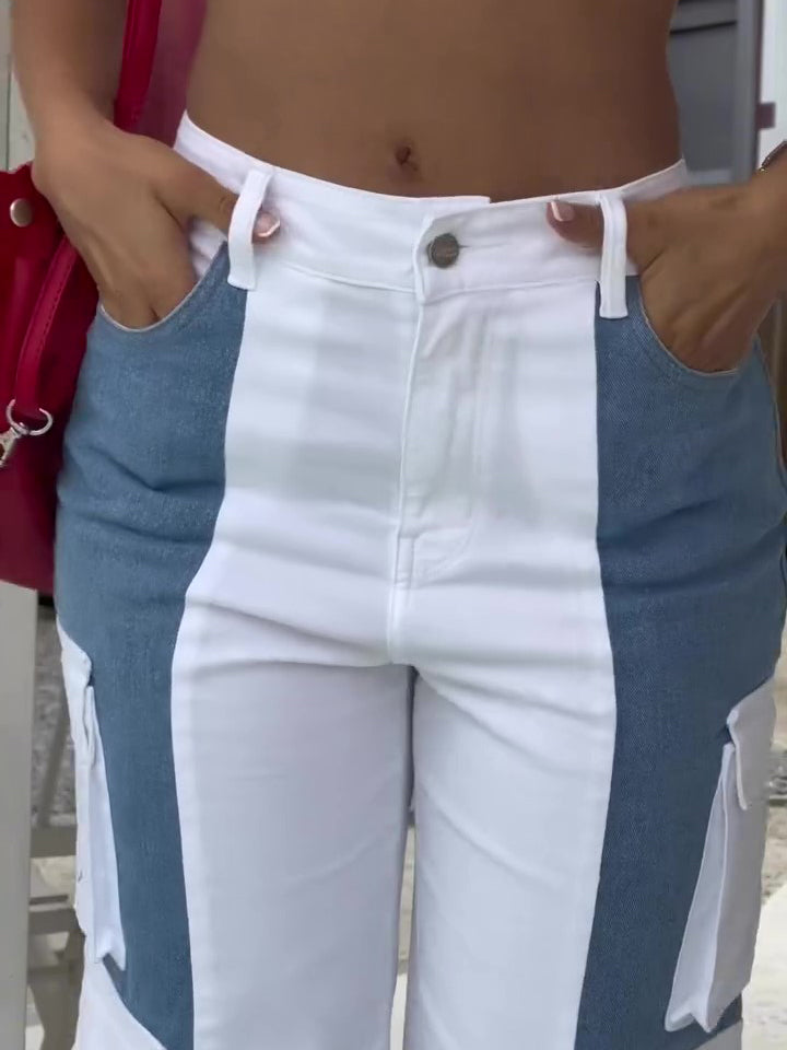 Women’s Contrast Pocket Cargo Jeans