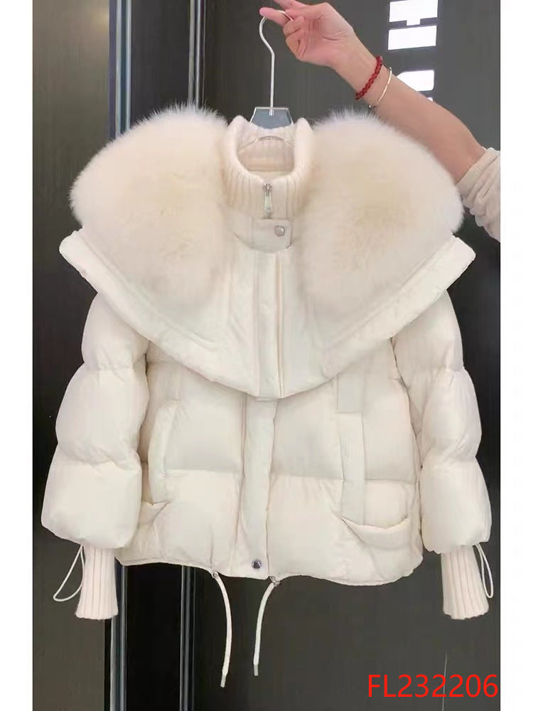 Petite Short Parka Coat: Thick Cotton Jacket with Faux Fur Collar