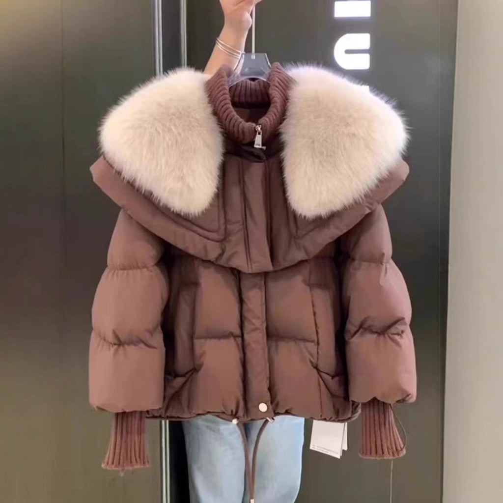 Petite Short Parka Coat: Thick Cotton Jacket with Faux Fur Collar