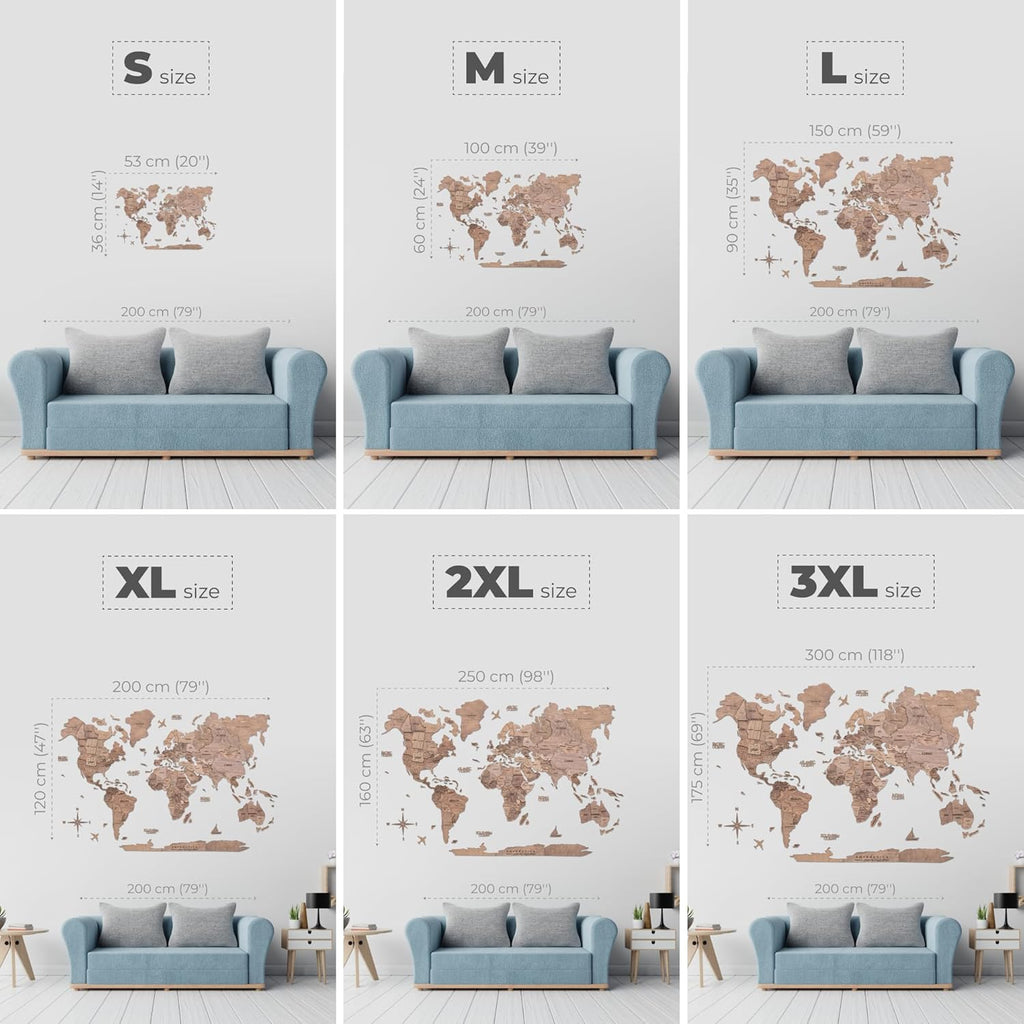Enjoy The Wood 3D Wooden World Map Wall Art (Terra, Medium, Unframed)