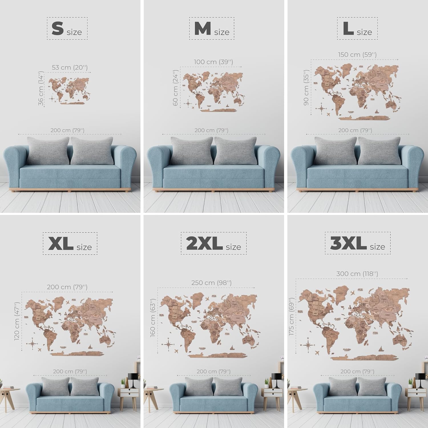 Enjoy The Wood 3D Wooden World Map Wall Art (Terra, Medium, Unframed)
