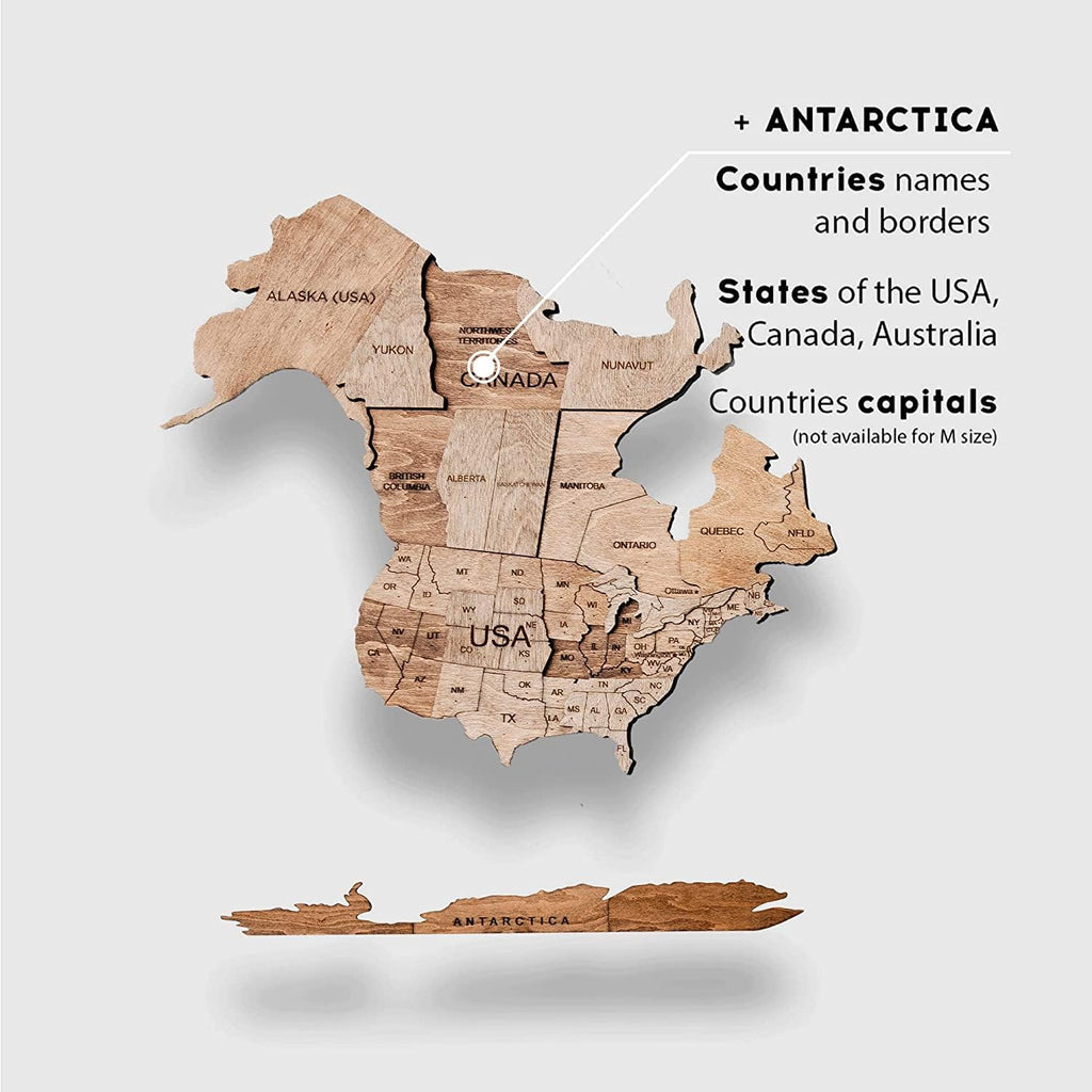 Enjoy The Wood 3D Wooden World Map Wall Art (Terra, Medium, Unframed)