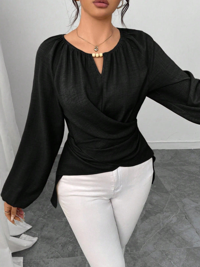 Women's Woven Long-sleeve Top