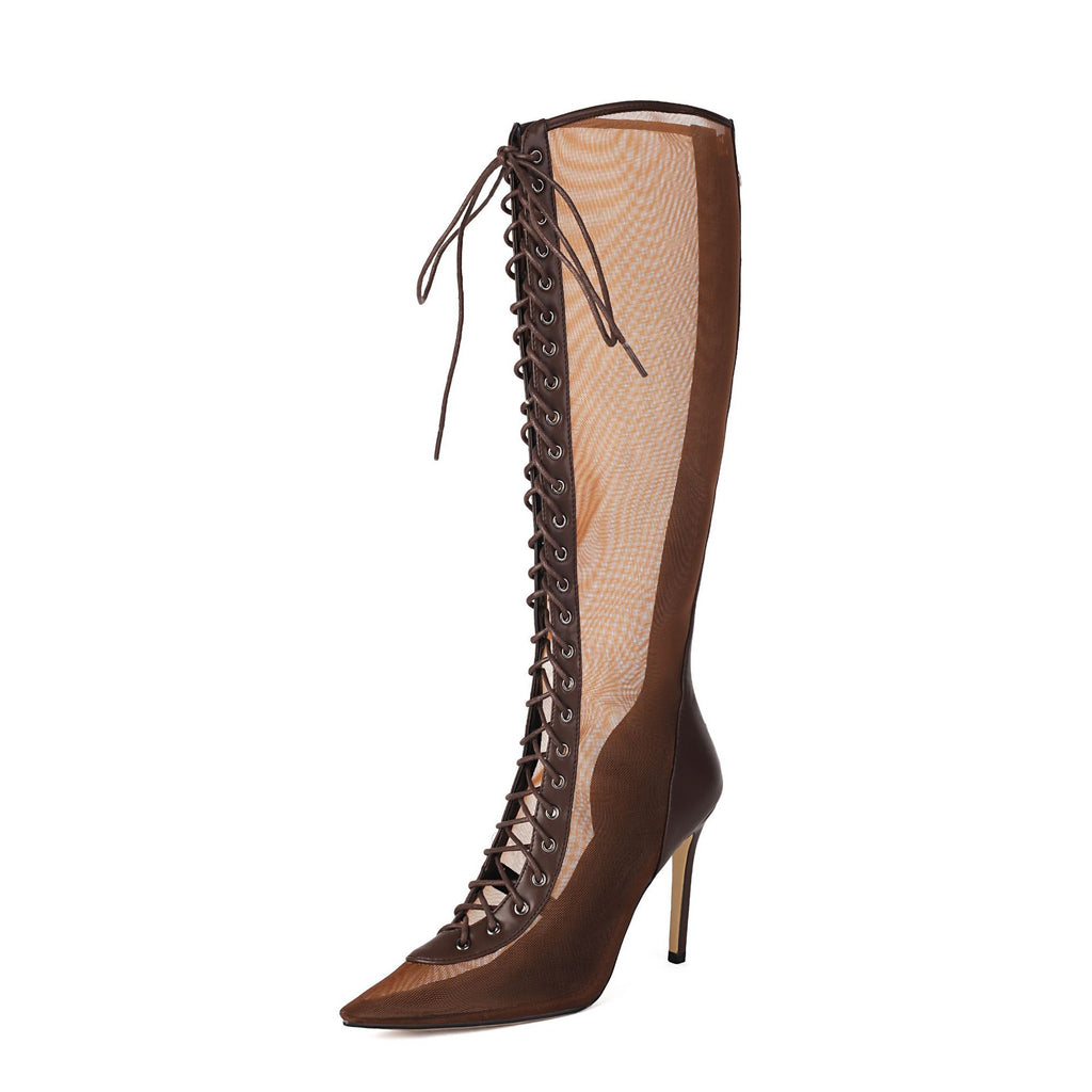 Women’s Sleek Leopard-Print Over-the-Knee High-Heel Sandals