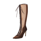 Women’s Sleek Leopard-Print Over-the-Knee High-Heel Sandals