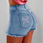 Women’s Bow-Knot Bodycon Denim Shorts: Cute Curve-Hugging Fit