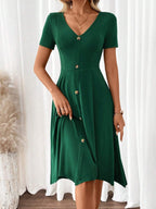 Chic Dark Green One-Piece Dress – Elegant Women’s Fashion Wear