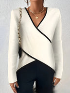 V-neck  Cross-Hem T-shirt
