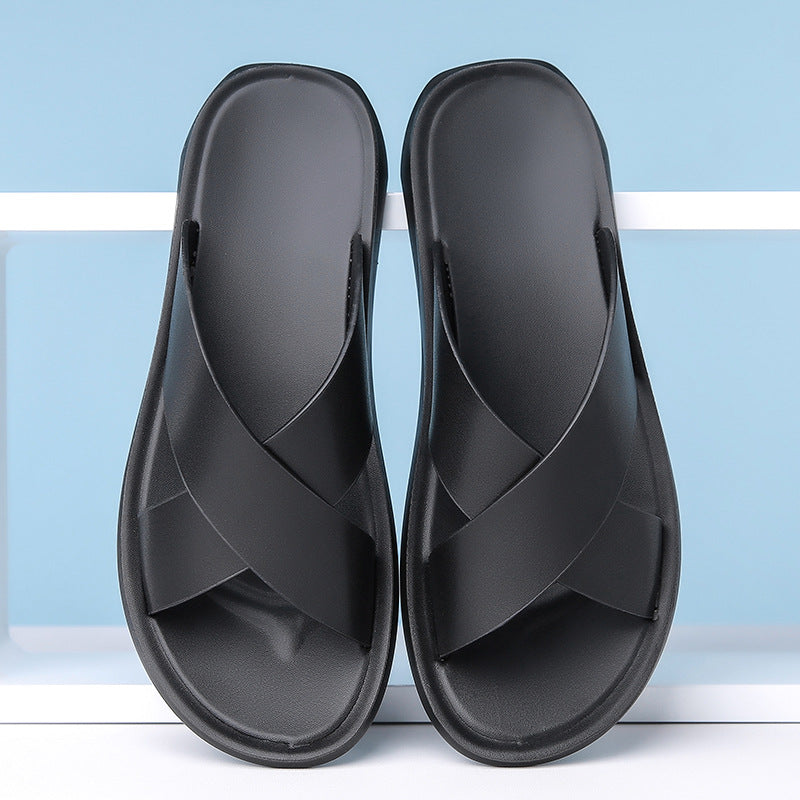 Men’s Open-Style Leather Slippers: Relaxed Summer Comfort
