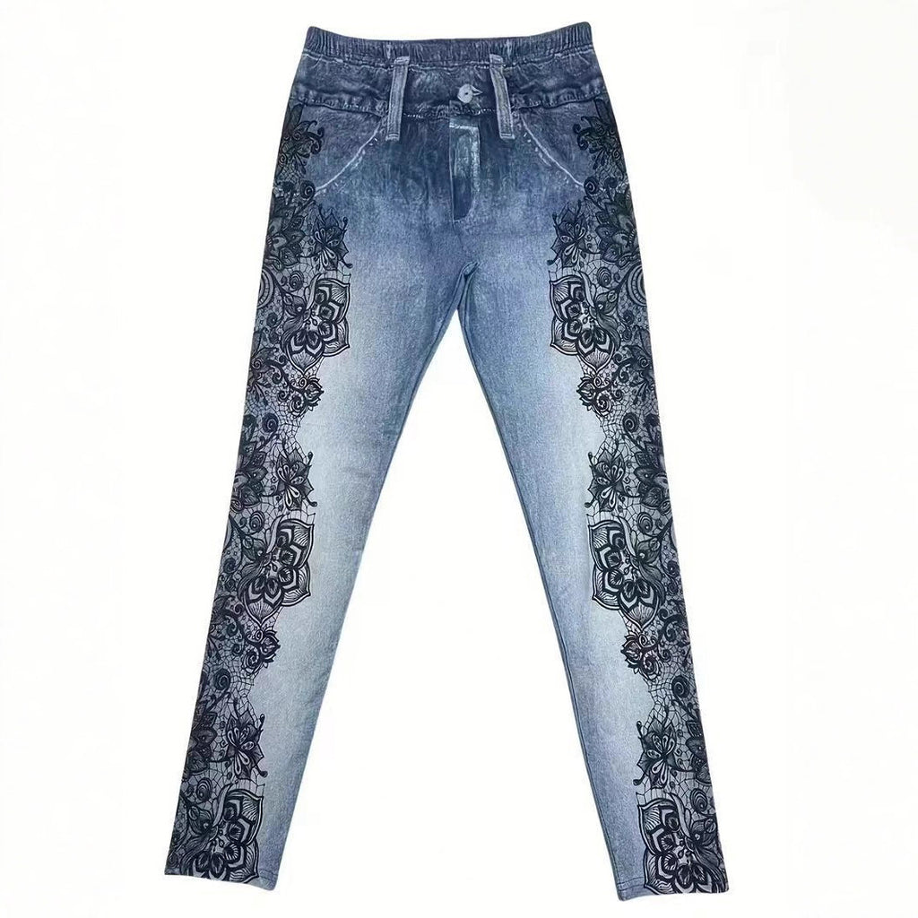 Women’s High-Waist Printed Skinny Tapered Pants: Casual Slim Fit