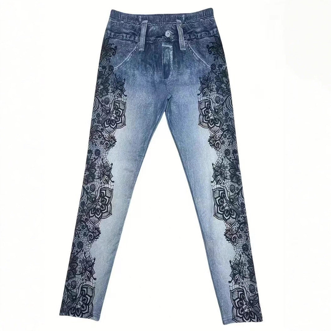 Women’s High-Waist Printed Skinny Tapered Pants: Casual Slim Fit