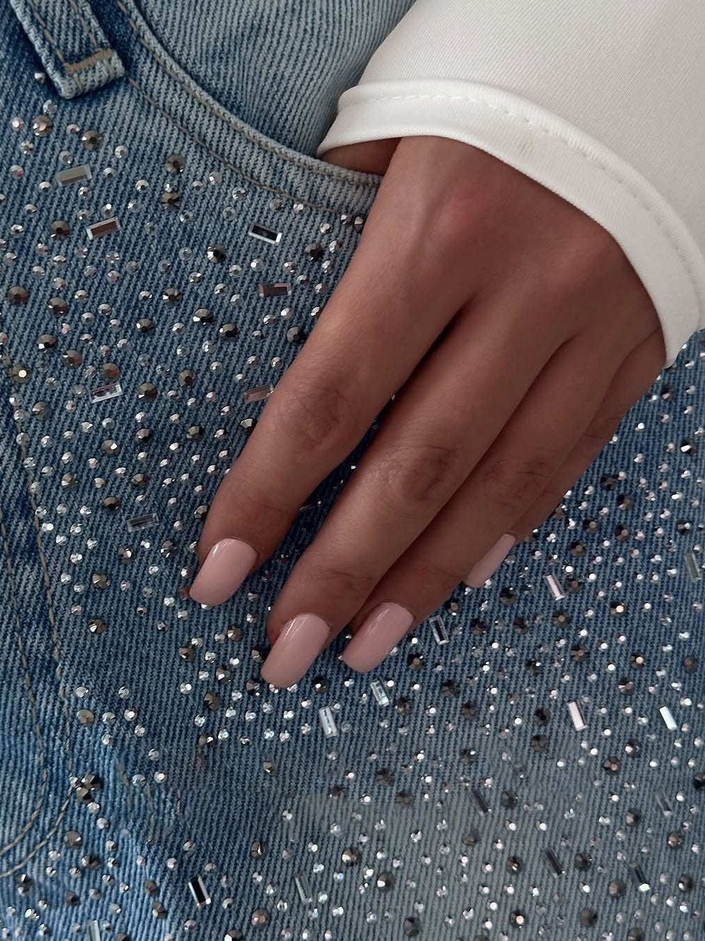 Women’s Irregular Rhinestone-Embellished Jeans