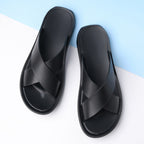 Men’s Open-Style Leather Slippers: Relaxed Summer Comfort