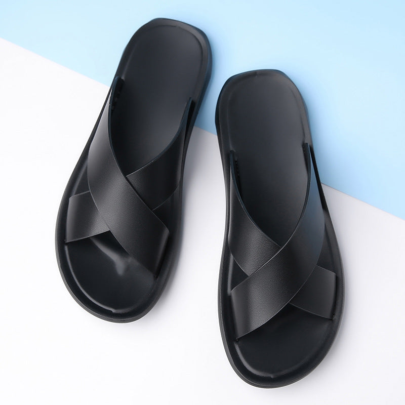 Men’s Open-Style Leather Slippers: Relaxed Summer Comfort
