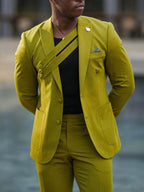 Olive Green Asymmetric Strap Suit