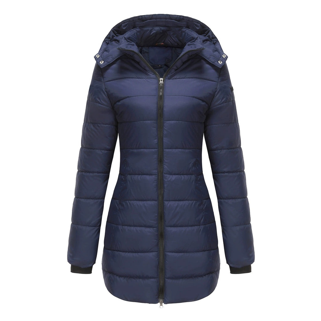 Women’s Quilted Mid-Length Coat, Slim Fit Warm Down Cotton Jacket for Winter