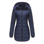 Women’s Quilted Mid-Length Coat, Slim Fit Warm Down Cotton Jacket for Winter