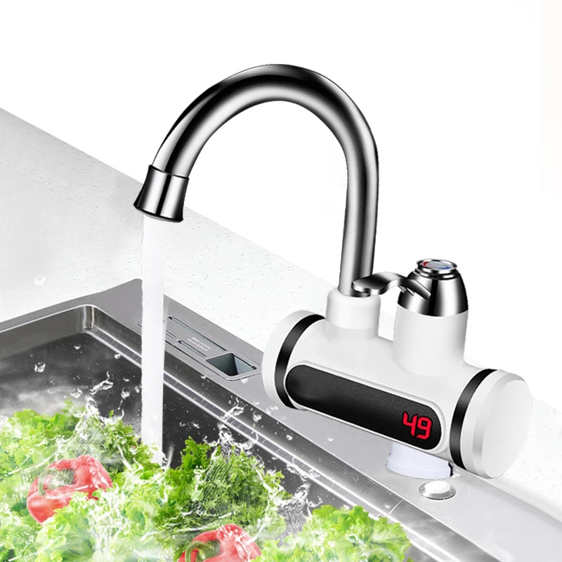 Electric Hot Water Faucet with Digital Temperature Display: Instant Kitchen Heater Tap