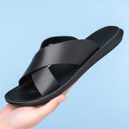 Men’s Open-Style Leather Slippers: Relaxed Summer Comfort