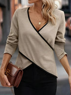 V-neck  Cross-Hem T-shirt