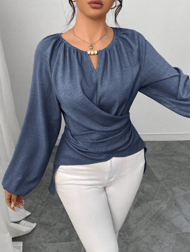 Women's Woven Long-sleeve Top