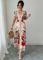 Women’s Slim Fit Printed Summer Dress: Tailored Suit-Like Elegant Style