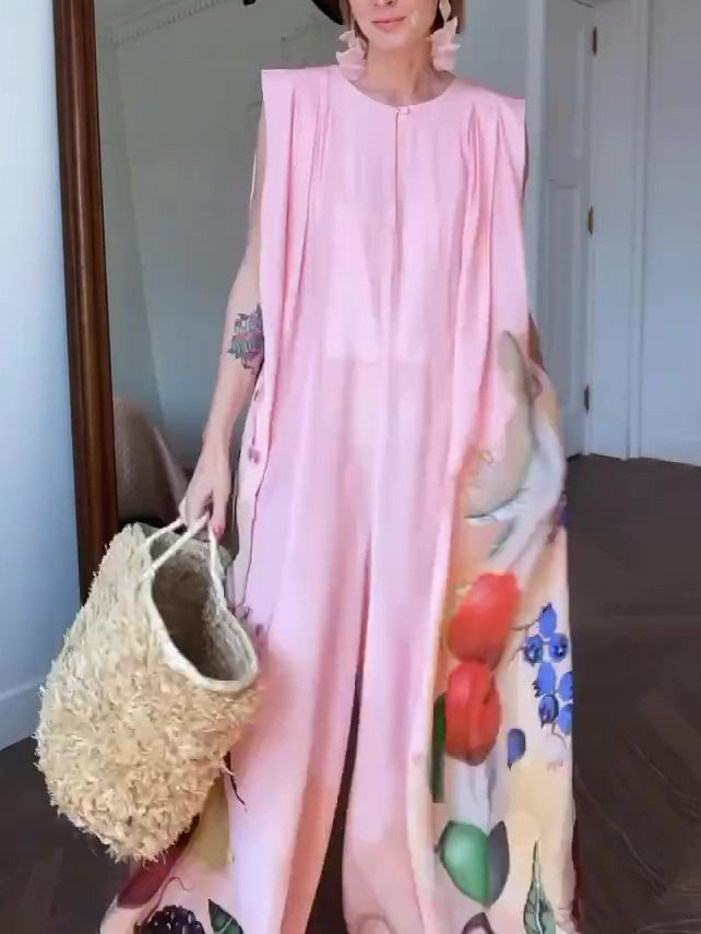 Printed Wide-Leg Sleeveless Jumpsuit