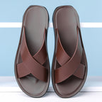 Men’s Open-Style Leather Slippers: Relaxed Summer Comfort