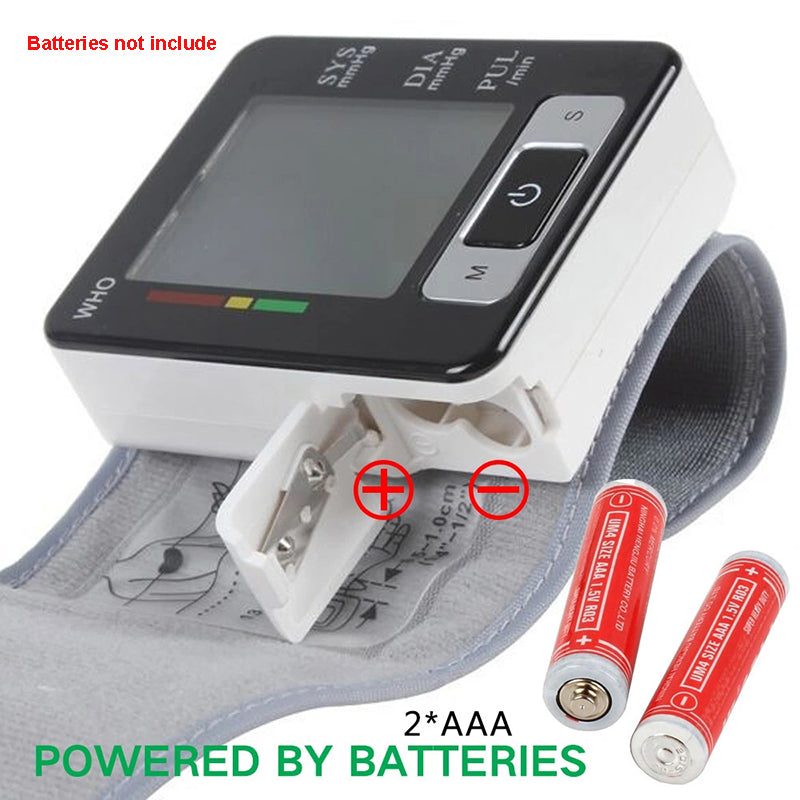 Wrist Blood Pressure Monitor – Adjustable Wrist Cuff, 90-Reading Memory, Digital BP Machine for Home & Clinical Use