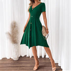 Chic Dark Green One-Piece Dress – Elegant Women’s Fashion Wear