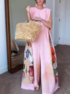 Printed Wide-Leg Sleeveless Jumpsuit