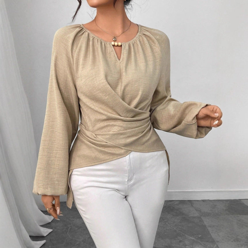 Women's Woven Long-sleeve Top