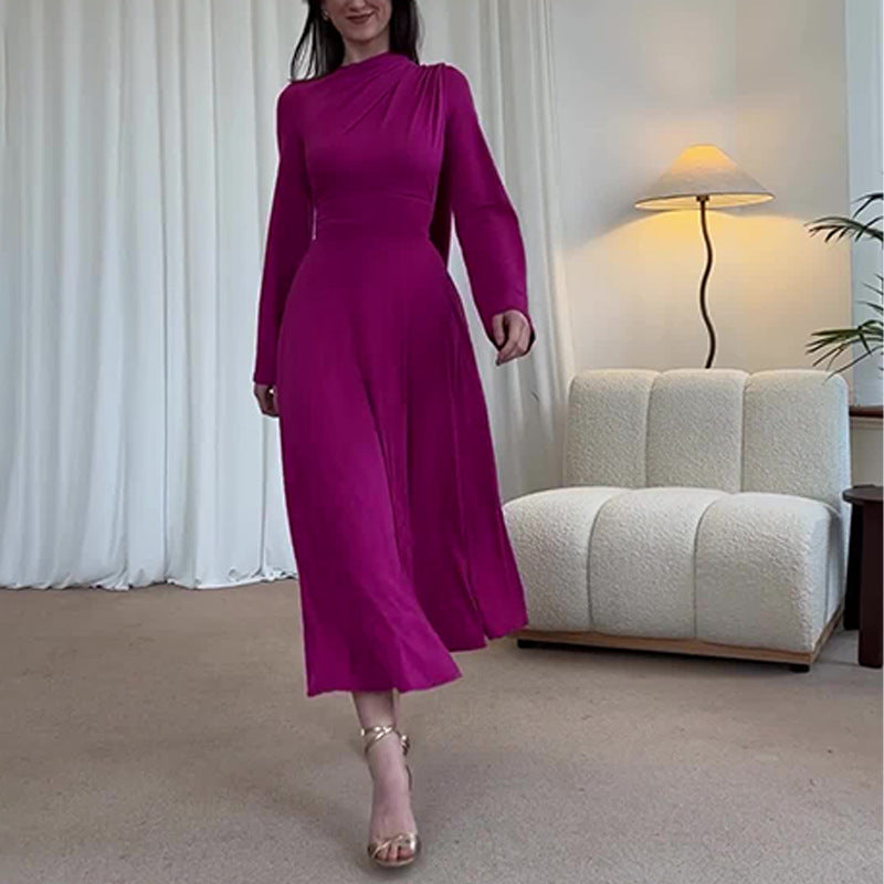 Women’s Pleated Strappy Dress, Solid Color Elegant Party & Summer Dress