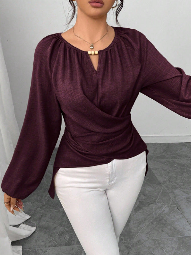 Women's Woven Long-sleeve Top