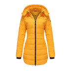 Women’s Quilted Mid-Length Coat, Slim Fit Warm Down Cotton Jacket for Winter