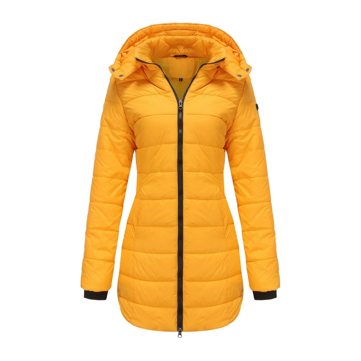 Women’s Quilted Mid-Length Coat, Slim Fit Warm Down Cotton Jacket for Winter